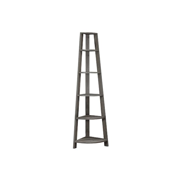 Bookshelf, Bookcase, Etagere, Corner, 5 Tier, 72"H, Office, Bedroom, Laminate, Brown, Contemporary